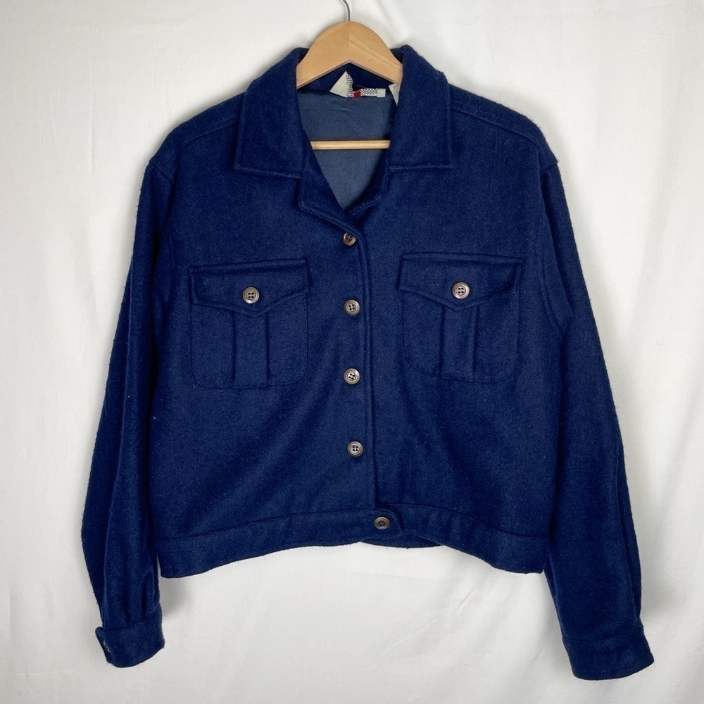 Erika Casuals wool blend navy peacoat Sz. M coastal, chic, minimal